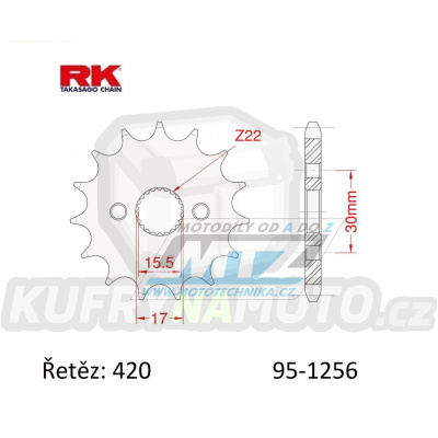 Kolečko řetězové (pastorek) 1256-13zubů RK - Honda CR80+CR85 / 86-07 + CRF50F+CRF70F / 04-20 + XR50+XR70