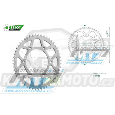 Rozeta řetězová (převodník) Dural 0897-52zubů ESJOT 51-32065-52 - barva stříbrná - KTM 125SX+ 250SXF+360EXC+400EXCF+300XC+450XCF+440MX+790 Adventure+620 EGS+690 Duke+125LC2 +350LC4+525SMR+690SMC + Husaberg TE250+FC350+FE450+FS450+ FX450 + Husqvarna F