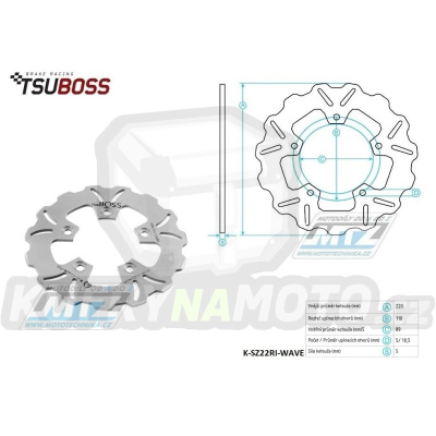 Kotouč brzdový (220/89/5D) - Suzuki GSXR600 / 97-16 + SV650 + GSXR750+GSXR1000+SV1000+TL1000+GSXR1100