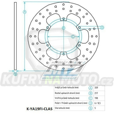 Kotouč brzdový (320/198/6D) - Yamaha XJ600N / 91-97+XJ600SDiversion / 91-97+XVZ1300 / 96-07