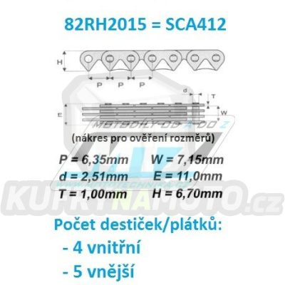 Řetěz rozvodový 82RH2015 = SCA412 (metráž řetězu v roli - možnost jakéhokoliv počtu článků)