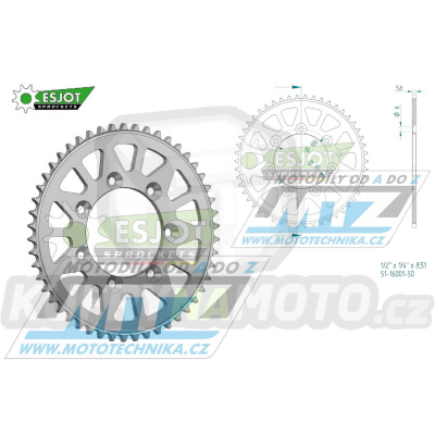 Rozeta řetězová (převodník) Dural 16001-50zubů ESJOT 51-16001-50 - TM 85MX Junior / 14-17