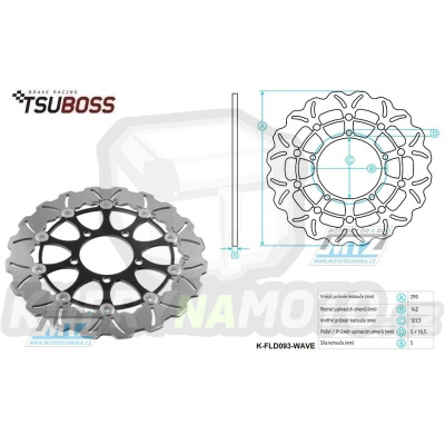 Kotouč brzdový plovovoucí (290/121,5/5D) zubatý desing - Suzuki GSF650 Bandit / 05-06  Suzuki SFV650 Gladius / 09-16 Suzuki SV650 / 07-19