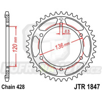 Řetězová rozeta YAMAHA TZR 125 1993-1995 57 zubů, řetěz 428 - akce