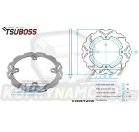 Kotouč brzdový (256/144/4D) zubatý desing WAVE - Honda NX650 Dominator / 88-00 + XL650V Transalp / 00-07+XL700V Transalp + XR650L+CB450S