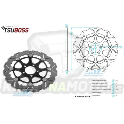 Kotouč brzdový plovovoucí (310/61/5D) - zubatý design - Kawaski ZXR400 / 91-02+ZX7R Nijna / 89-95+ZXR750R / 89-92+ZXR750 / 89-95+ZX9R Ninja / 00-01+Zephyr1100 / 93-98+ZRX1100 / 97-00+ZZR1100 / 90-92+ZRX1200 / 01-06+ZRX1200R+ZRX1200S / 01-06