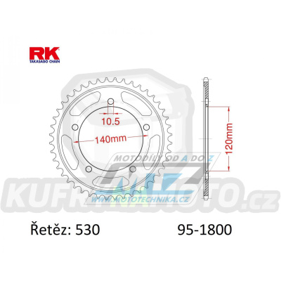 Rozeta ocelová (převodník) 1800-46zubů RK - Suzuki GSF1200 Bandit + GSF1250 Bandit + GSXR1000+GSXR1300R Hayabusa + GSX1250F+GSX1300 B-King + SV1000 + Triumph 955 Sprint RS + 955 Tiger + 955i Daytona + 1050 Tiger