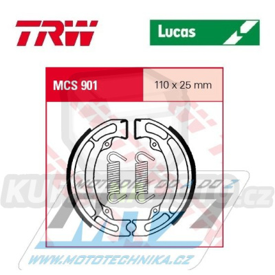 Brzdové obložení (brzdové pakny) TRW Lucas MCS901 - Kawasaki KFX50KSF + KLX125A + KLX125B + Suzuki LT50A Quadmaster + Quadsport LT50Z + TS50ERK + JR80 + RM80 + TS80ER + TS80X + LT90Z Quadsport + TS100ER + DR125Z