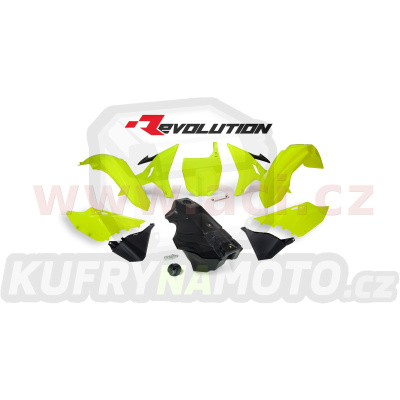 sada plastů Yamaha - REVOLUTION KIT pro YZ 125/250 02-21, RTECH (neon žlutá-černá, 7 dílů)