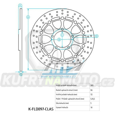 Kotouč brzdový plovovoucí nerezový (305/72/6D) kulatý desing - Ducati Hypermotard 796 / 10-13 + Hypermotard / 07-12