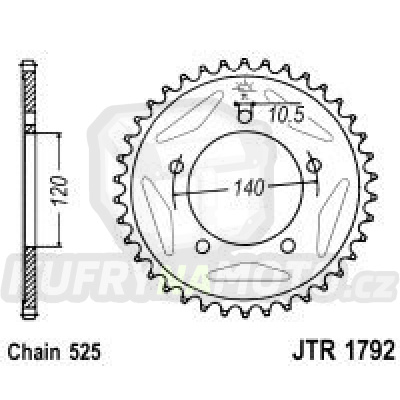 Řetězová rozeta TRIUMPH Bonneville T100 865 2006-2015 47 zubů, řetěz 525 - akce