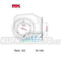 Rozeta ocelová (převodník) 1490-42zubů RK - Kawasaki EN500 Vulcan + W800 + W800 Special Edition + ZX4 + ZR400 Xanthus + ZX6R + Suzuki GSXR750 SRAD + GSX-R750 Fuel Injection + Honda NSR250RR