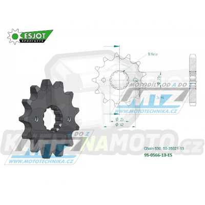 Kolečko řetězové (pastorek) 0566-13zubů ESJOT 50-35021-13 - Kawasaki ZZR600 + ZXR750 + ZXR750R + VN800 + ZX9R Ninja + VN800