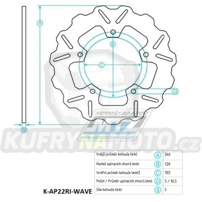 Kotouč brzdový (240/102/5D) - Aprilia MXV450 / 09-10+RXV450 / 05-11+SXV450 / 05-11+RXV550 / 05-11+SXV550 / 05-11
