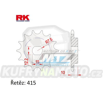 Kolečko řetězové (pastorek) 95-KTM50A-12zubů RK - KTM 50SX + 50 Junior + 50 Senior + 50 Adventure / 01-08