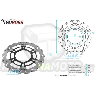 Kotouč brzdový plovovoucí (310/118/6D) zubatý desing - Suzuki DRZ400SM / 05-20