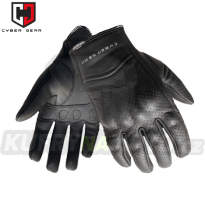 Pánské kožené moto rukavice CYBER GEAR MIDI, černé vel. L 8596341008307 – akce