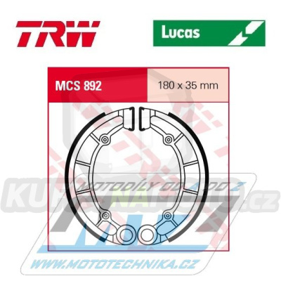 Brzdové obložení (brzdové pakny) TRW Lucas MCS892 - Kawasaki KLF300C Bayou + KVF300 Prairie + KLF500 Bayou + KVF400 Prairie + KVF400 Prairie 2x4 + KVF400 Prairie 4x4