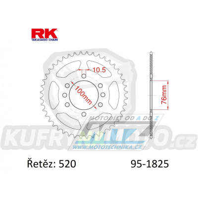 Rozeta ocelová (převodník) 1825-43zubů RK - Suzuki DR750 Big + DR500+SP500 + GF250+GN400+GSX400 + GSXR750+GSXR1100+GSXR250 + LT250+LT300+LT500R Quadzilla + RG125 + VL250 Intruder