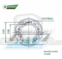 Rozeta řetězová (převodník) Dural 32216-40zubů ESJOT 51-32216-40 - Ducati 999 S AMA Chain 520 / 02-07