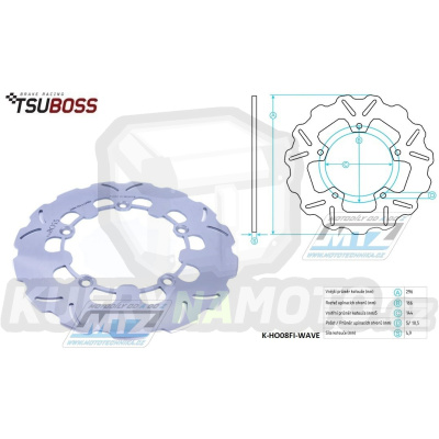 Kotouč brzdový (296/144/5D) - zubatý desing WAVE - Honda VT500C Shadow+VT600Shadow
