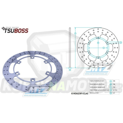 Kotouč brzdový (296/144/6D) - Honda CB500R+CBF500 + CB750F Seven Fifty / 92-03 + CBF600N+CBF600S + CBR1000F / 87-00 + NT650+NT700+ ST1100+VFR750F + VT750C Shadow+VT750DC Black Widow + Cagiva 500+600+900 Canyon+900 Grand Canyon+1000 Navigator