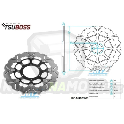 Kotouč brzdový plovovoucí (310/94/6D) kulatý desing - Honda CBR600RR / 03-17+CB1000R / 08-17+CBR1000RR Fireblade / 04-05+CB1300 Superfour / 03-08