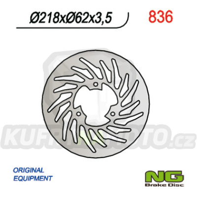 NG836 brzdový kotouč zadní YAMAHA DT50R '03-'08, DT50SM '05-'011, DT50X, XT125 '05-'11, MBK 50X-LIMIT '03-'05, MALAGUTI 50 XSM '03'-10 (218x62x3,5) 8435502406685  – akce