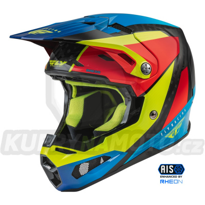 přilba FORMULA CARBON PRIME, FLY RACING - USA (hi-vis, modrá, červená)