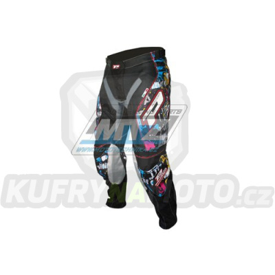 Kalhoty motokros dětské PROGRIP 6009 Multicolor - černo-šedo-růžovo-modré - velikost 26