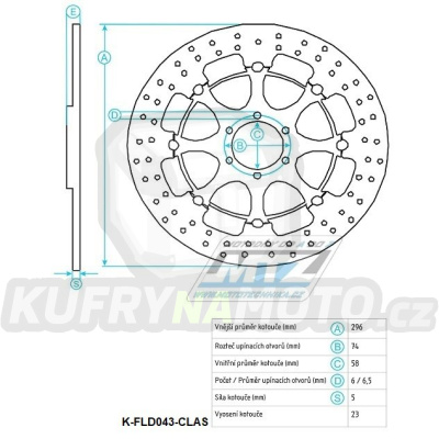 Kotouč brzdový plovovoucí nerezový (296/58/6D) kulatý desing - Honda CB600F Hornet / 00-06 + CB600F Hornet S / 00-04