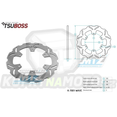 Kotouč brzdový (rozměry 292/165/6D) - Yamaha YZF-R125 / 14-20 + MT125 / 16-20