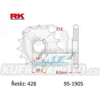 Kolečko řetězové (pastorek) 1905-13zubů RK - KTM 85SX / 18-23 + Husqvarna TC85 / 18-23 + Gas-Gas MC85