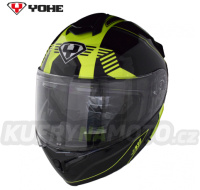 Moto helma Yohe 938 Double Visor Černá/Fluo vel. M – akce