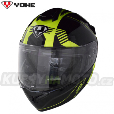 Moto helma Yohe 938 Double Visor Černá/Fluo vel. M – akce