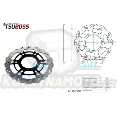 Kotouč brzdový PLOVOUCÍ nerezový - zubatý desing Wave (vnější průměr - 320) Honda CR125+CR250+CR500 + CRF250R+CRF250RX+CRF250X+CRF450R+CRF450RX+CRF450X