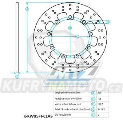 Kotouč brzdový (220/100/6D) - Kawasaki KDX125 / 90-99+KDX220 / 94-96+KDX250 / 91-93