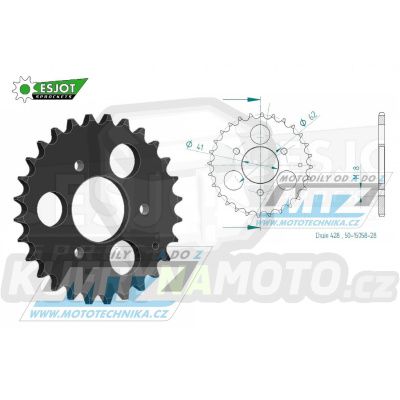 Rozeta ocelová (převodník) 15058-28zubů ESJOT 50-15058-28 - Aeon Revo 50 / 00-04+Cobra II 50 / 07-17+Cobra 50 HI-PERF / 12-17+REVO 50 W 2WD / 04-07+REVO 50 Minikolt / 04-07+Revo 100 / 00-04+REVO 100 W / 04-10 + Buffalo-Quelle 50 Streak AC / 07-08