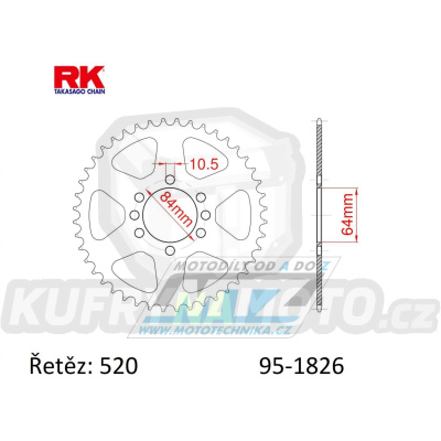 Rozeta ocelová (převodník) 1826-41zubů RK - Kawasaki KSF400 + Suzuki LT160E Quadrunner + LTF160 + LT230 + LT250R Quadracer + LTZ400 Quadsport + RV200 Van Van + T20 Super Six