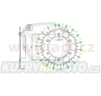 ocelová-nerezová rozeta pro sekundární řetězy typu 520, SUNSTAR (44 zubů)