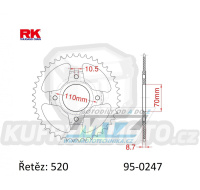 Rozeta ocelová (převodník) 0247-36zubů RK - Honda CBX250R + CM400T / 81-83 + CB400N / 81-83 + CB250N / 78-82 + CM250TB Custom / 82-84