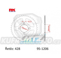 Rozeta ocelová (převodník) 1206-42zubů RK - Honda CBR125R / 04-10 + Kymco 125STR