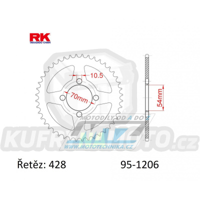 Rozeta ocelová (převodník) 1206-42zubů RK - Honda CBR125R / 04-10 + Kymco 125STR