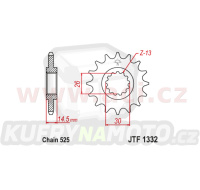 řetězové kolečko pro sekundární řetězy typu 525, JT (16 zubů)