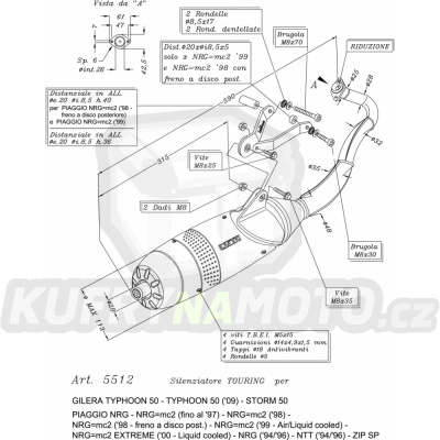 Výfuk Leo Vince Piaggio NRG=mc2 rotor rear brake 1998 > TOURING LVKN763-5512