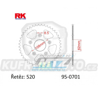 Rozeta ocelová (převodník) 0701-40zubů RK - Aprilia 125 AFI Extrema + 125RS Replica + 125RS Extrema + 125 Tuareg Wind AE + 125 Tuono + Cagiva 125 Mito Evolution + 125 Raptor + 125 Mito EV + 125 Super City + 125 Mito + 125 N1 + 600 River