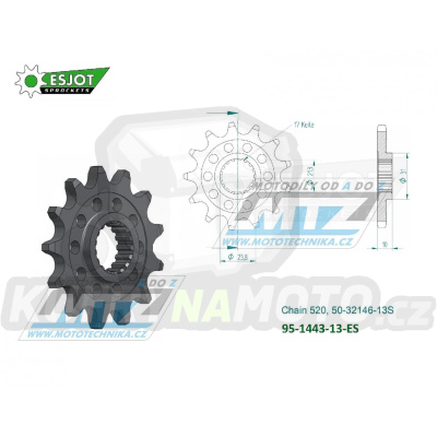 Kolečko řetězové (pastorek) 1443-13zubů ESJOT 50-32146-13S - Suzuki RMZ450 / 13-23