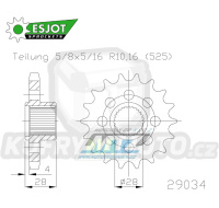 Kolečko řetězové (pastorek) 29034-18zubů ESJOT 50-29034-18S - Aprilia 850 Mana + 850 Mana GT + 850 Mana GT ABS / 08-14