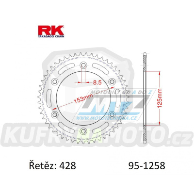 Rozeta ocelová (převodník) 1258-54zubů RK - Honda XR125L / 03-07