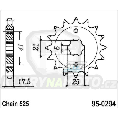 Kolečko řetězové (pastorek) 0294-15zubů MTZ - Honda B400H3 + XBR500SJ + CBR400R + VFR400Z + VFR400R + GB500 + GB500TT + XBR500S
